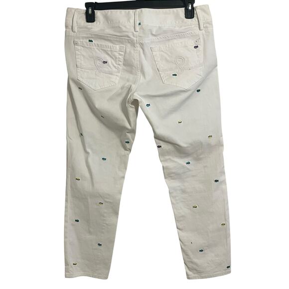 Lilly Pulitzer White Worth Skinny Mini Jeans Embroidered Fish - Picture 5 of 9